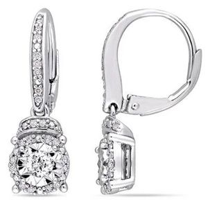 1/3 Carat Total Weight Diamond Frame Drop Earrings